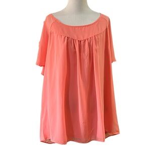 TORRID COLD SHOULDER CHIFFON BLOUSE PEACH ORANGE PLUS SIZE 1